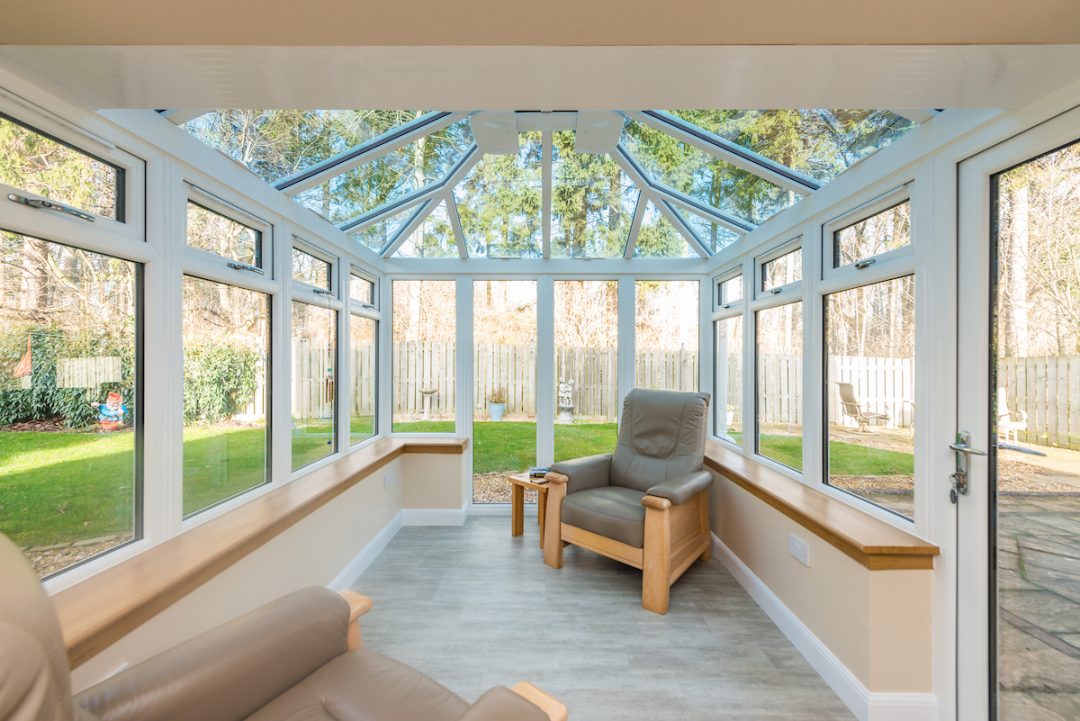 glass conservatory roof and windows
