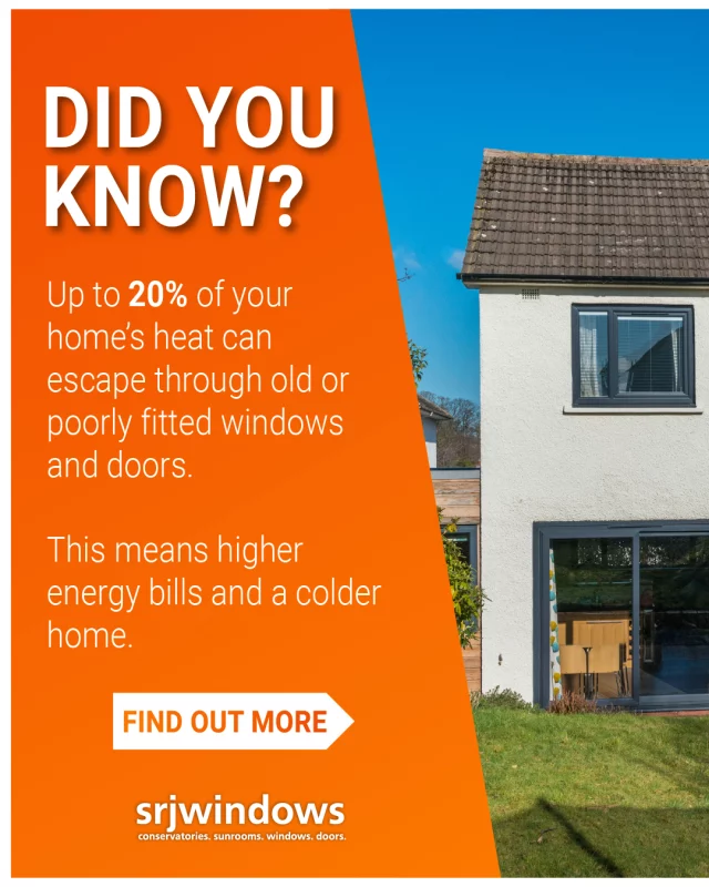 💡 Did you know?

Up to 20% of your home’s heat can escape through old or poorly fitted windows and doors, meaning higher energy bills and a colder home.🥶❄️

With SRJ’s energy efficient, A-rated windows and doors, you can keep the warmth in and the costs down, while making your home more comfortable and eco-friendly.

Contact us to find out how much you could save with an upgrade!👇

https://www.srjwindows.com/contact/