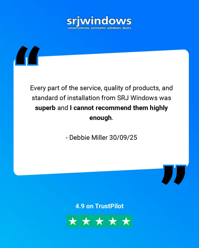 ⭐️⭐️⭐️⭐️⭐️

“Every part of the service, quality of products, and standard of installation from SRJ Windows was superb and I cannot recommend them highly enough.”
- Debbie Miller, 30/09/25

At SRJ, our reputation is built on happy homeowners and high quality work. We’re proud of every installation and every five-star review that follows.

Ready to be our next success story?

Visit our website today to find your next home improvement solution. 

https://www.srjwindows.com/