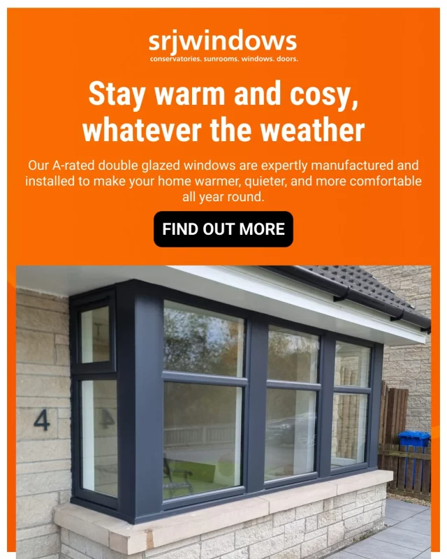 Stay warm and cosy, whatever the weather❄️Our A-rated double glazed windows are expertly manufactured and installed to make your home warmer, quieter, and more comfortable all year round.
✅ Reduce energy bills
✅Enhance insulation
✅ Available in a wide variety of styles, colours, and finishes.Double glazed windows by SRJ are designed for homes across Fife, Edinburgh, and the Lothians.🖥️ Explore double glazed window range on our website today.https://www.srjwindows.com/windows/