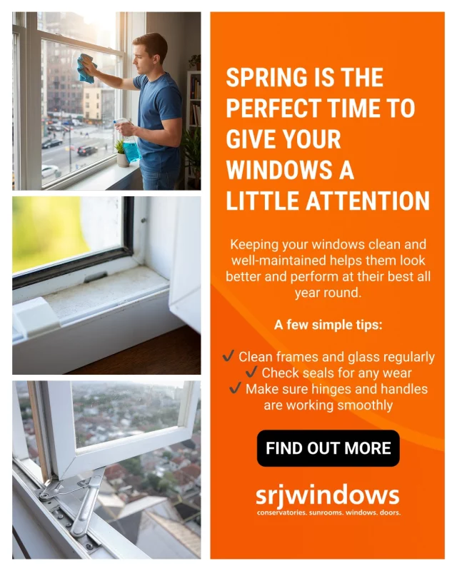 Spring is the perfect time to give your windows a little attention 🧼🪟Keeping your windows clean and well-maintained helps them look better and perform at their best all year round.A few simple tips:✔️ Clean frames and glass regularly
✔️ Check seals for any wear
✔️ Make sure hinges and handles are working smoothlyModern windows are designed to be low maintenance, making it easier to keep your home looking its best with minimal effort.Looking for more advice? Visit our advice centre 👇
https://www.srjwindows.com/advice-centre/#springcleaning #windows #homecare #srjwindows